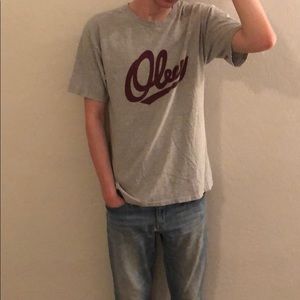 Obey shirt with maroon logo